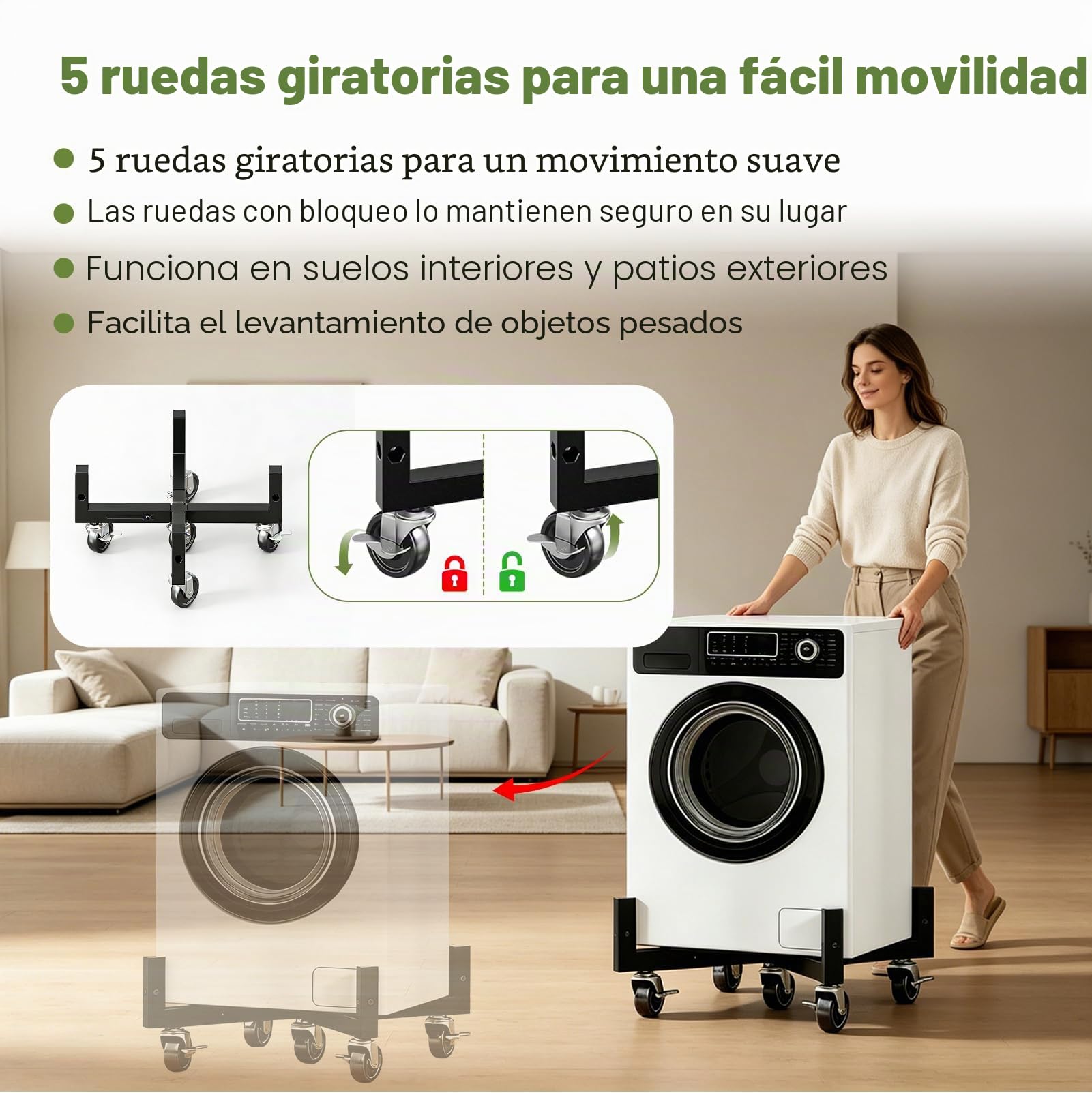 Carrito para Plantas con Ruedas, Soporte Ajustable para Plantas de Interior, Carrito de Jardín con Ruedas de Bloqueo, Capacidad de 100 Kg, Apto para Macetas de Interior/Exterior, Movimiento