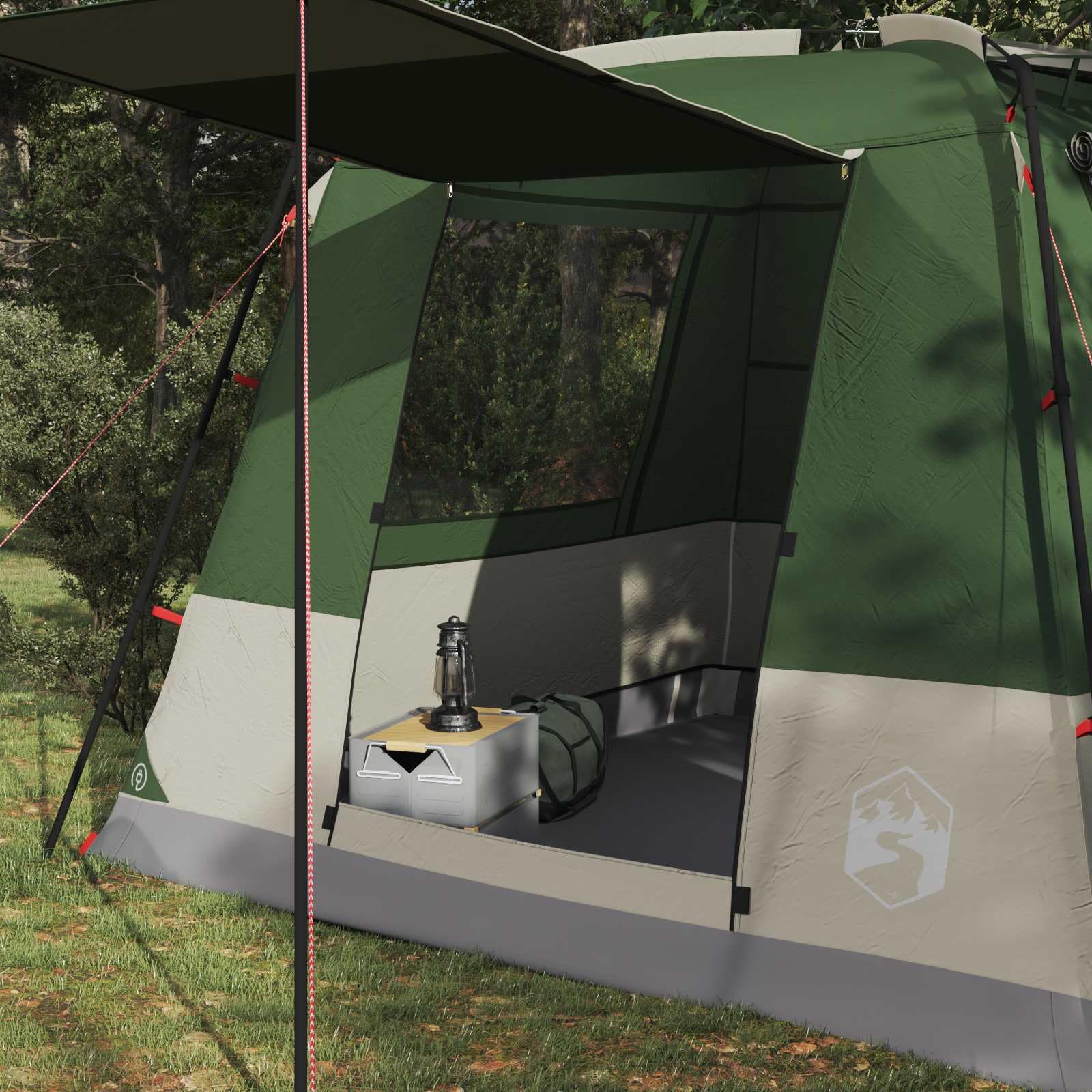 Toilettenzelt Grün wasserdicht aus 185T Polyester mit PU-Beschichtung, 310x310x221 cm, für 10 Personen, Campingzelt mit Belüftung, Outdoor Unterstand, einfach aufzubauen