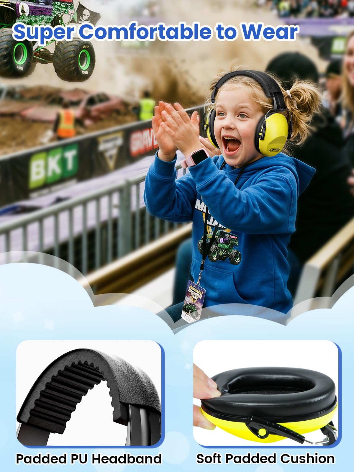 Dr.meter Noise Cancelling Headphones for Kids, Toddler Ear Protection Muffs view 2
