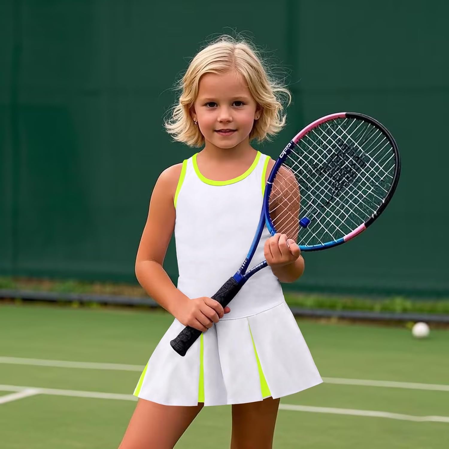 Girls Tennis Dress Golf Outfit Sleeveless Tank Top and Sport Skorts Set Pocket Kids Athletic Clothes with Shorts - Image 2