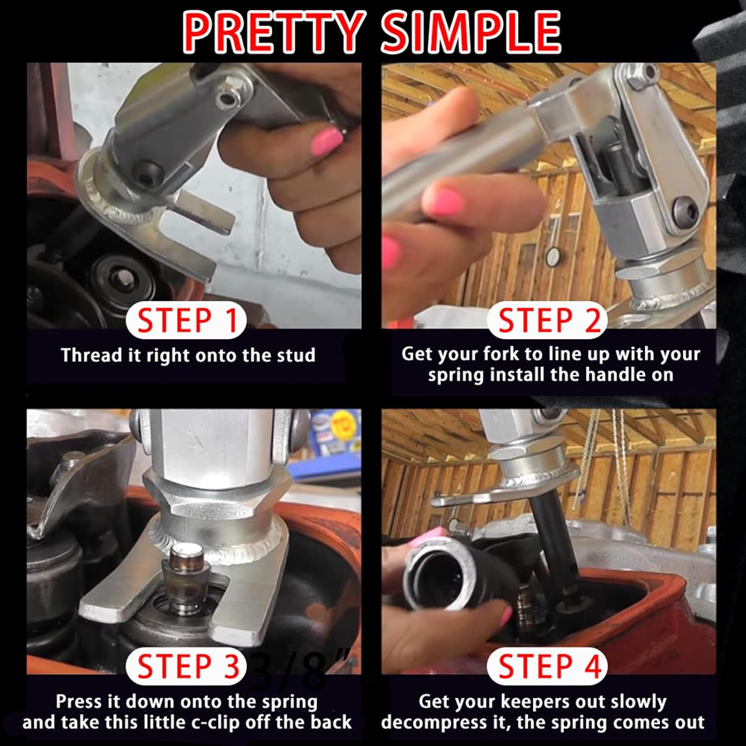 産業多機能エンジンバルブ3/8 7/16インチボルト用スプリングコンプレッサー鉄工具プロフェッショナルメカニクスバルブスプリング除去