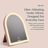 Kitsch Arch LED Vanity Mirror with Lights - Touch Dimmable Warm Neutral Cool, Rechargeable Portable Desk Makeup Mirror, Terracotta