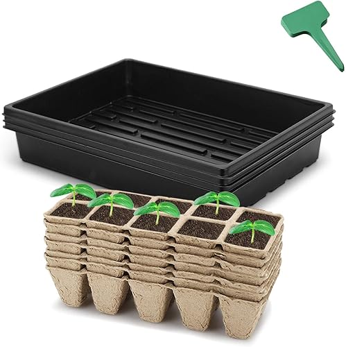 Kit de inicio de semillas, kit de cultivo de plantas propagadoras, bandejas de maceta de turba de 150 celdas, bandejas de cultivo de 15 x 11