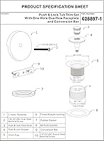 Vista 7 de Artiwell Push & Lock - Juego de molduras para bañera con placa frontal de desbordamiento de un solo orificio, kit de conversión de bañera con barra