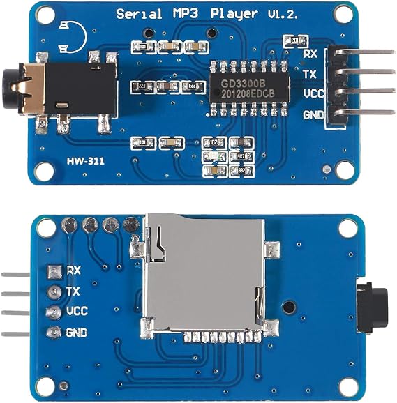 DORHEA 2Pcs YX5300 UART Control Serial MP3 Music Player Module Voice Serial Port UART Control Module with TF Card Slot for AVR/ARM/PIC