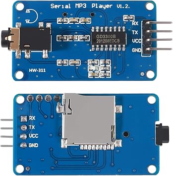 DORHEA 2Pcs YX5300 UART Control Serial MP3 Music Player Module Voice Serial Port UART Control Module with TF Card Slot for AVR/ARM/PIC