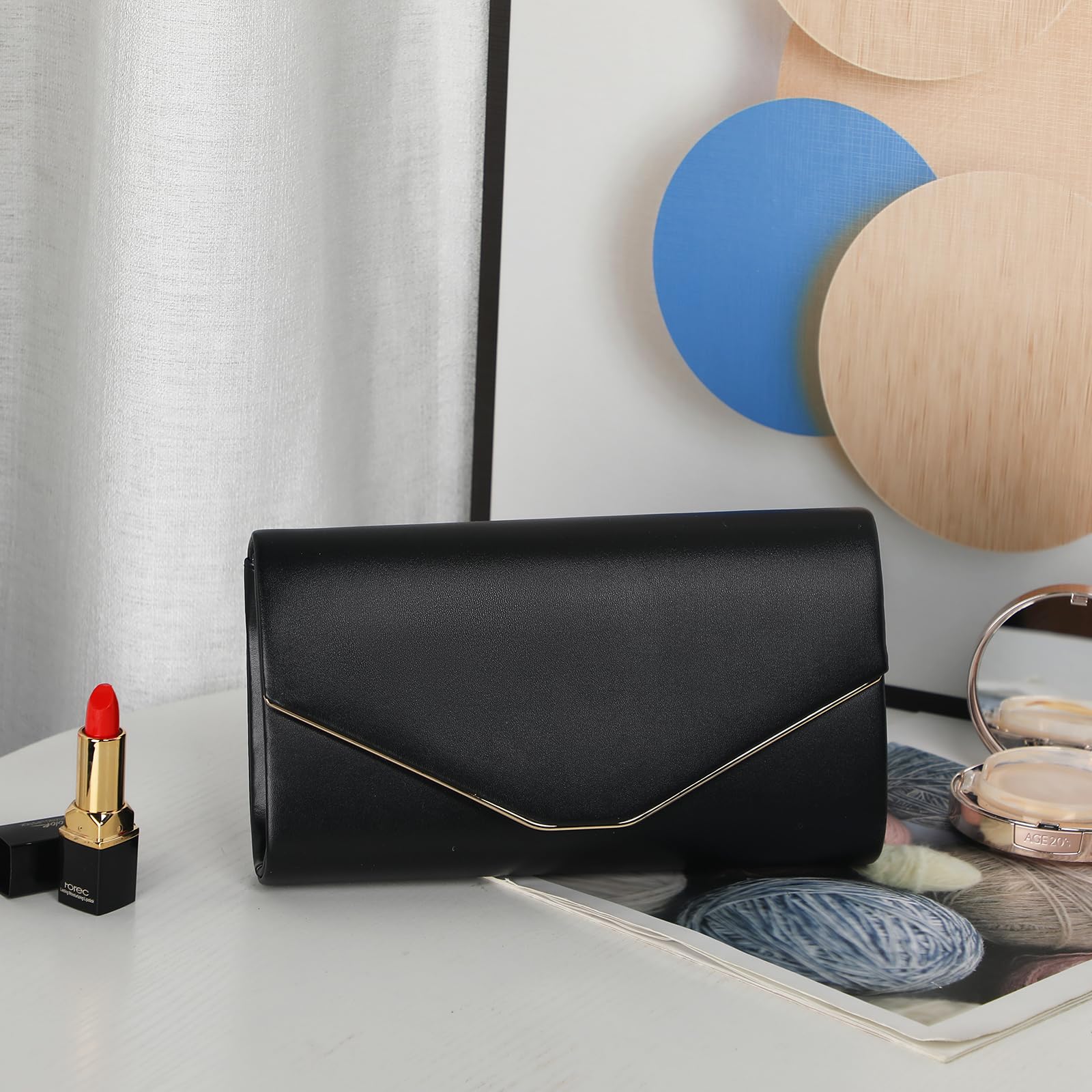 BAIGIO Kopertówka Kobiety PU Torba Wieczorowa Torba na Ramię Z Odpinanym Łańcuchem, Modna Torba Łańcuchowa, Elegancka Koperta Torba na Koniec Roku