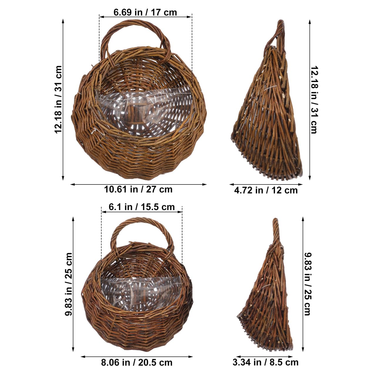 Operitacx 2pezzi Rattan Fioriere Sospese Per Decorazione e Stoccaggio Per Ed Facili Appendere