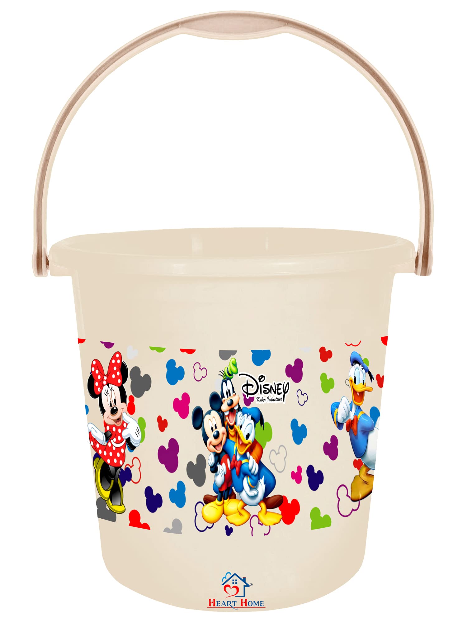 Heart Home Disney Team Mickey Print Unbreakable Virgin Plastic Strong Bathroom Bucket,18 LTR (Cream) (B092J1T7H5) Amazon Price History, Amazon Price Tracker