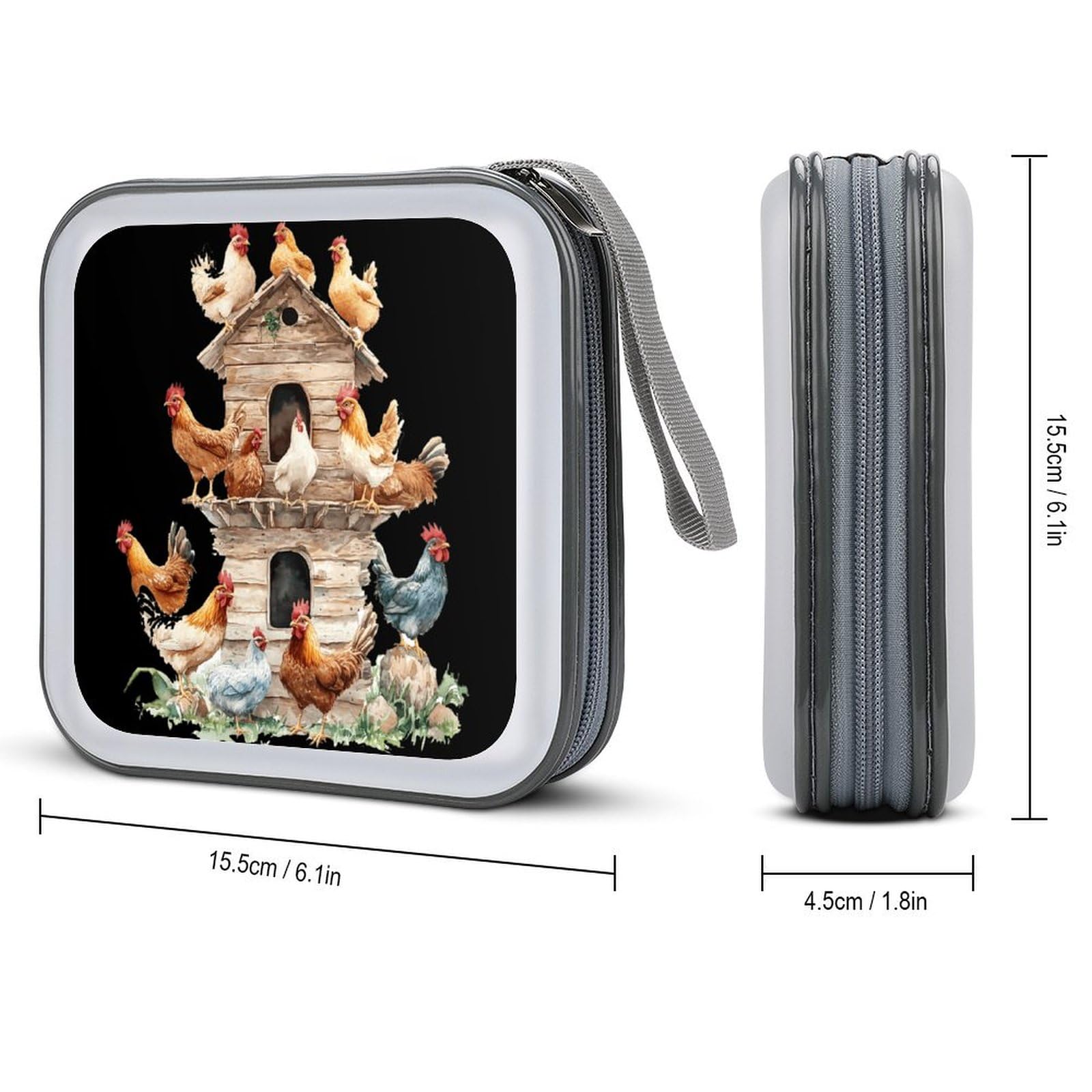 House On Chicken CD Case Plastic DVD Case Holder Wallet Disc Storage Organizer for Car Travel