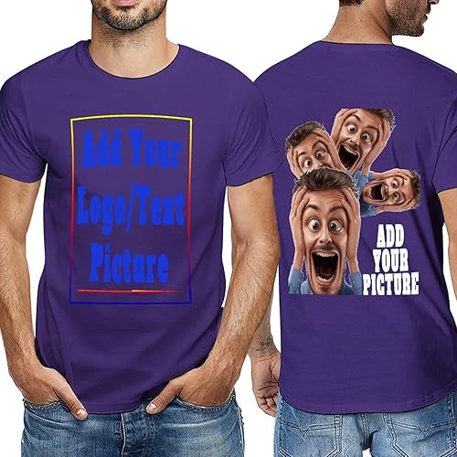 Vista 4 de Custom Personalized Men's Cotton T-Shirts Design Your Own Custom Prints