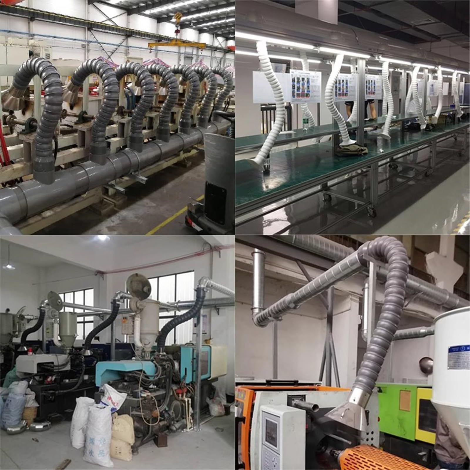 Braccio di aspirazione dei fumi in acciaio inossidabile, girevole a 360°, tubo di aspirazione industriale, posizionamento regolabile (1 m/3,3 ft 45 mm/1,8 pollici) per sistema di filtrazione dell'aria