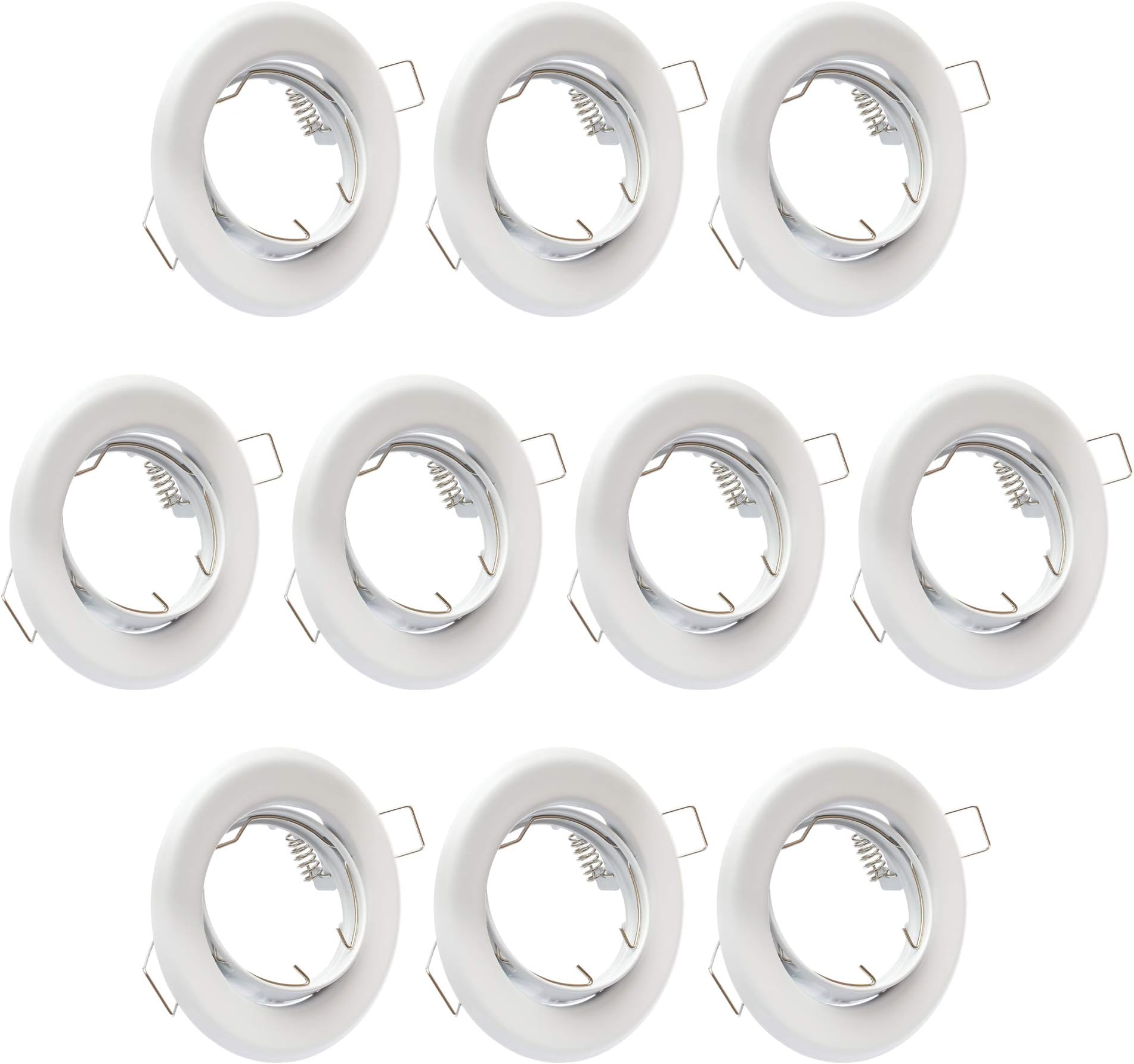 10x Einbaustrahler GU10 Set – Aluminium, Silber Gebürstet – 30° Schwenkbar, Inkl. Fassungen – Für Decke & Wand