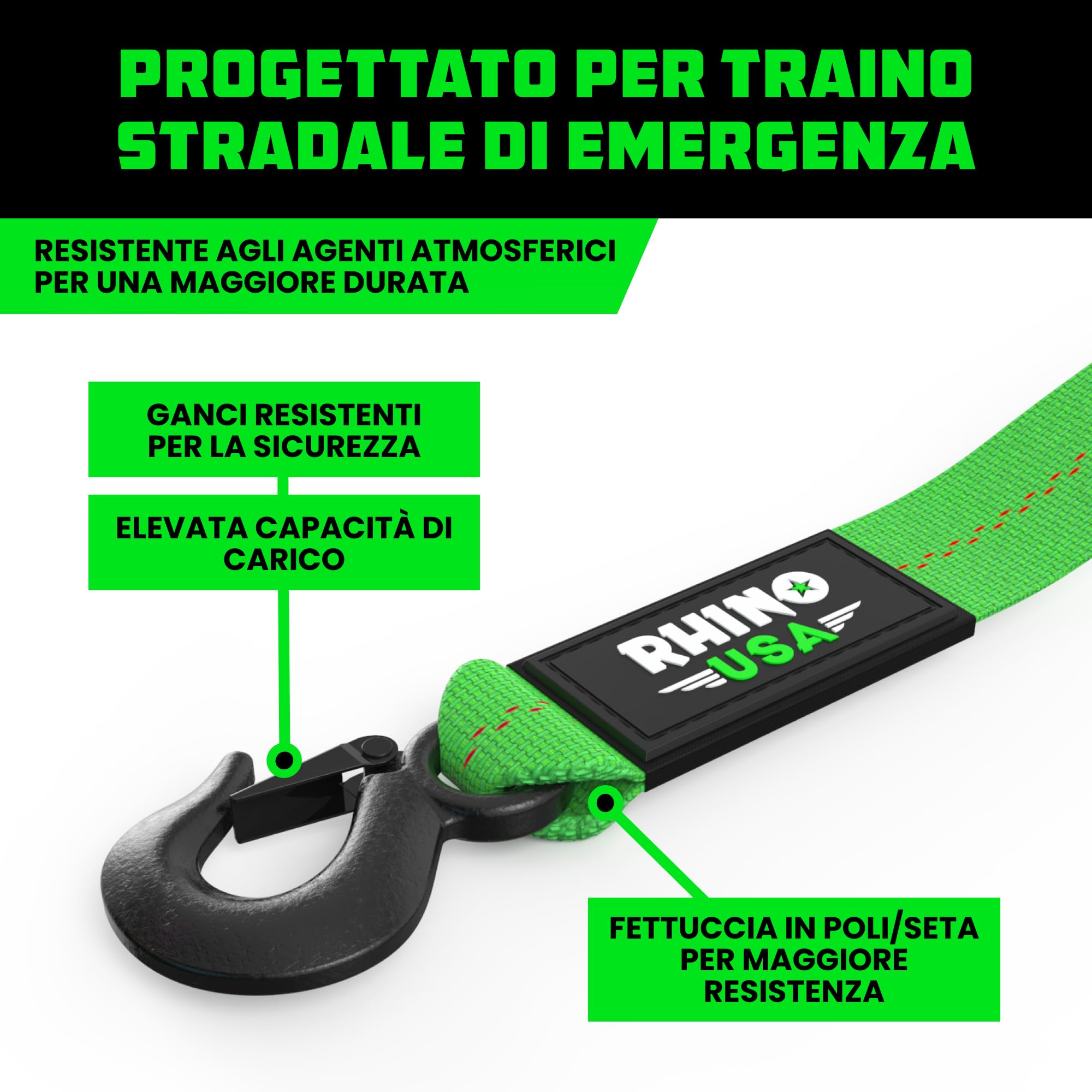 NEIKO 51005A Cinghia Di Traino Resistente Con Ganci - 2 Pezzi, 5 Cm X 6 Mt, Capacità 4,5 Tonnellate
