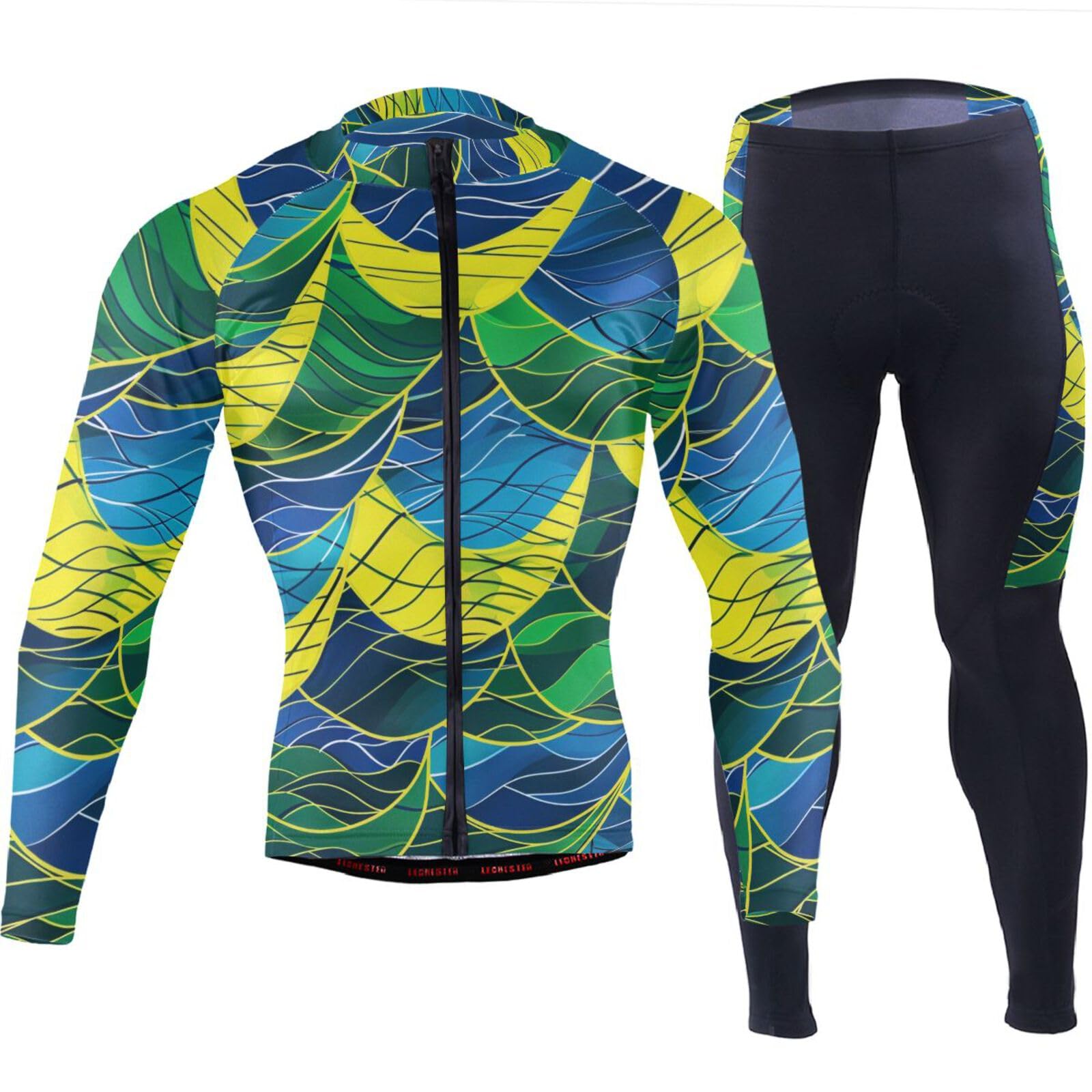 Radtrikot für Herren, mit Taschen, atmungsaktiv, für kaltes Wetter, 3D-gepolstert