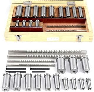 Keyway Broach Kit 22 Pcs Keyway Broach Kit Collared Bushing Shim Sets in Fitted Box,High Speed Steel Material Metalworking Industrial Tools