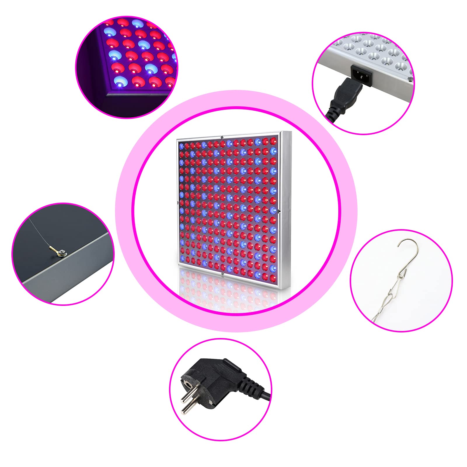 Lospitch 2pcs 45W Lampe Horticole LED Croissance Floraison, Lampe de Culture LED Grow Light Indoor 225LEDs Lumière Rouge et Bleue, LED de Croissance à Spectre Complet pour Plantes Ensemencant