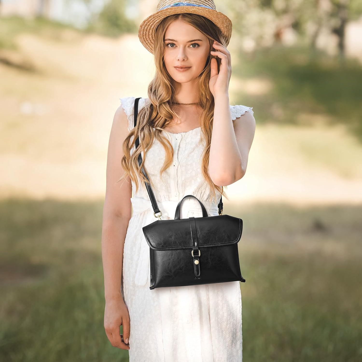 Kattee Leather Crossbody Purses for Women,Designer Women's Top-Handle Handbags,Flap Shoulder Bag with Adjustable Strap - Image 3