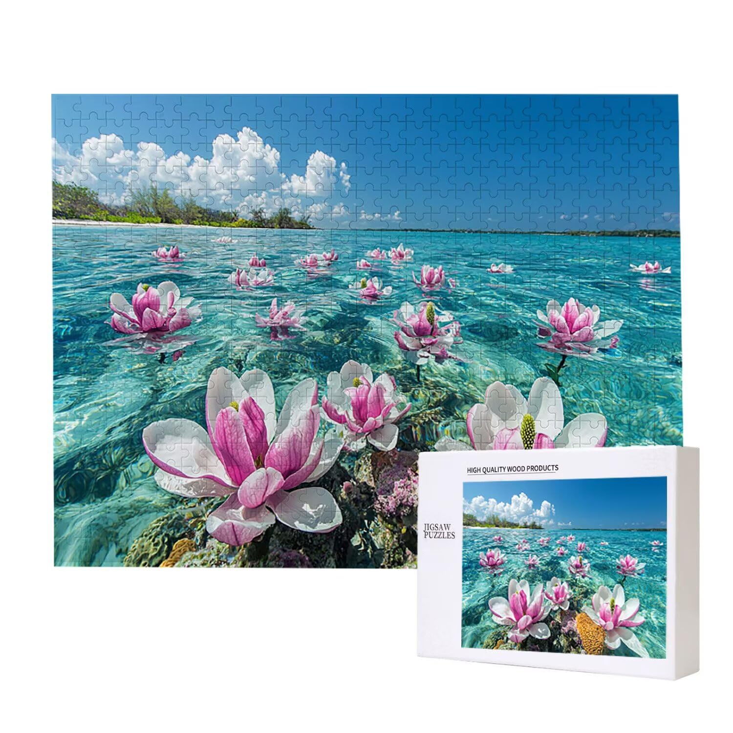 Puzzle 4000 elementów dla dorosłych puzzle dla dorosłych 4000 elementów puzzle wymagające i drażniące mózgi gra edukacyjna dla całych prezentów dla mężczyzn, motyw puzzli: (kwiat magnolii oceanu) h