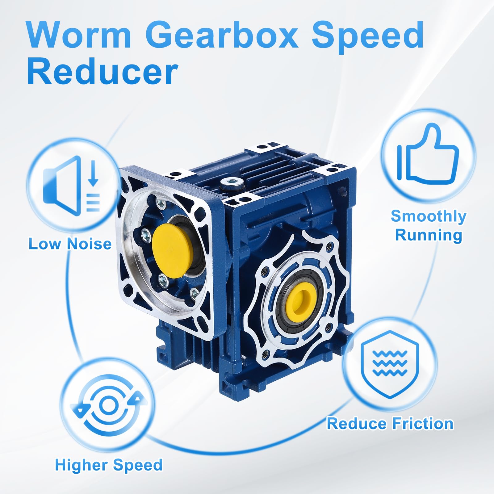 QUARKZMAN Reductor De Engranajes NMRV040 Relación 30:1 Eje De Salida De 18mm Reductor De Velocidad De Engranaje Sin Fin De Alto Par Para Motor Servo Nema34/Motor Paso A Paso Nema34 Azul
