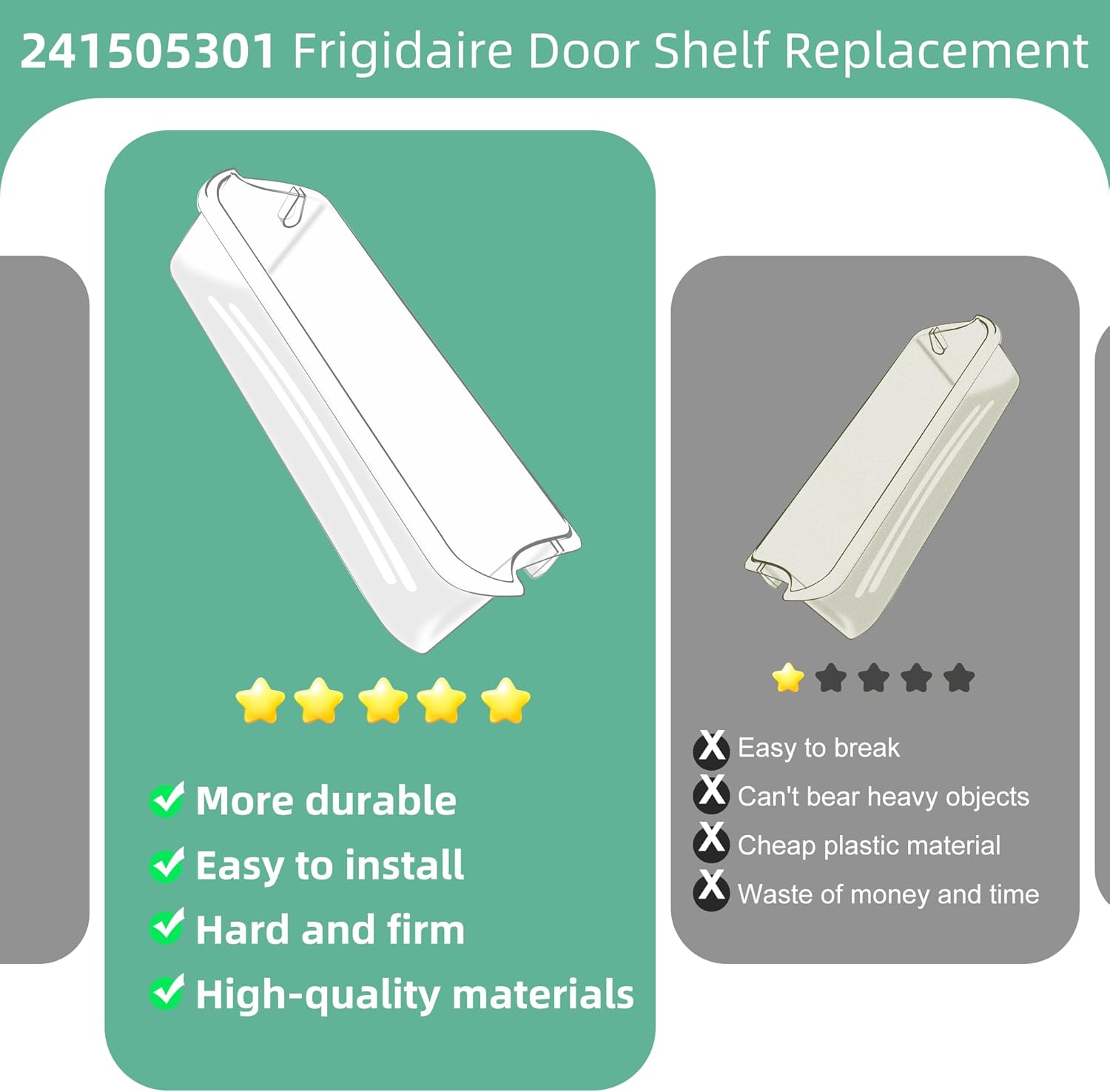 241505301 & 241505501 Refrigerator Door Bin Replacement Parts fot for frigi.daire FGHC2331PFAA FFSC2323TS0 LGHK2336TF6 FGSC2335TF0 FGSC2335TFB FFSC2323TSA FFSC2323TS8 Refrigerator BY AMI PARTS