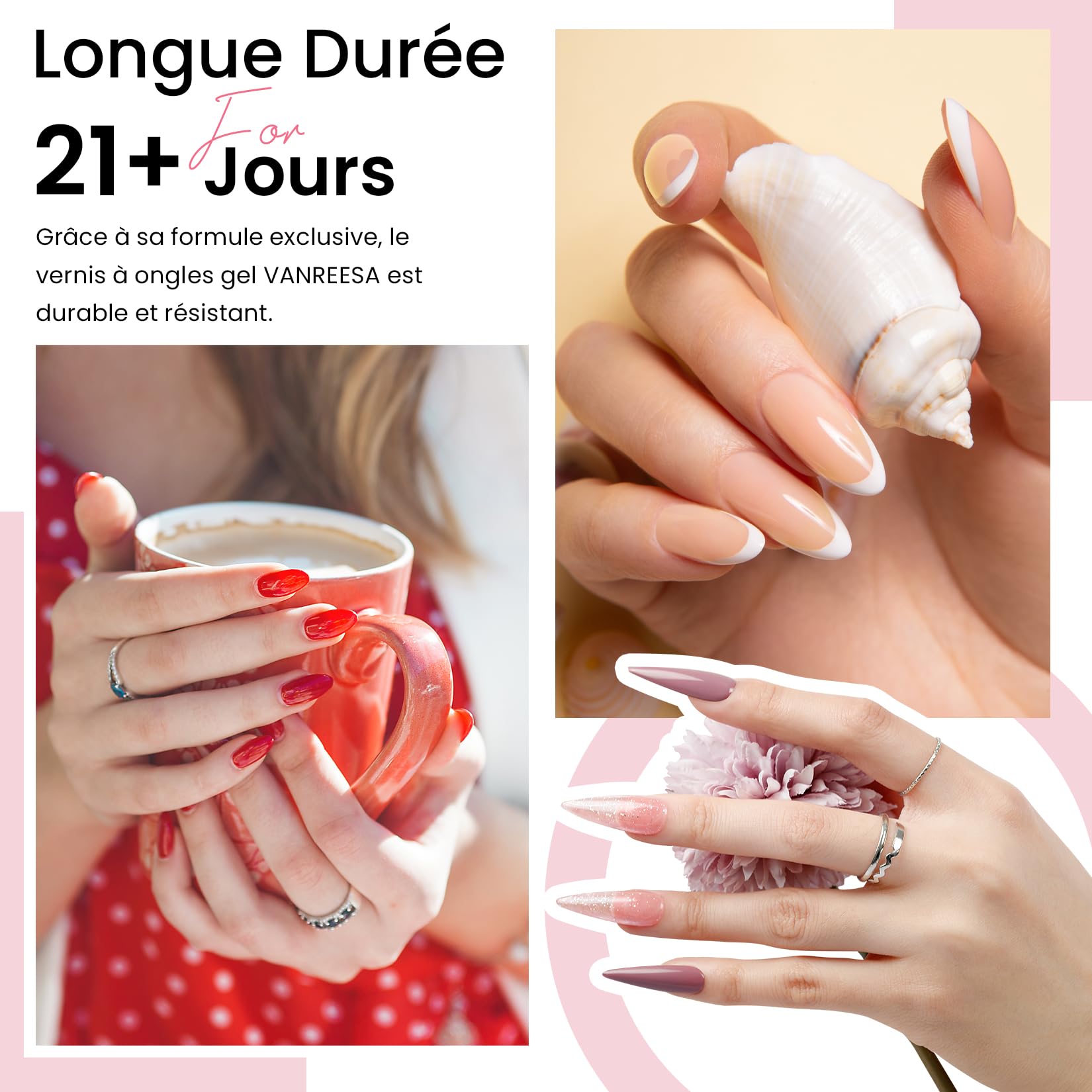 VANREESA 55 Couleurs Kit Verni Semi Permanent, 77 PCS Kit Ongle Gel U V Complet avec Top Base Mat Pailleté Coat et Lampe LED 48W U V et Outils de Manucure, Set Manucure pour Débutants