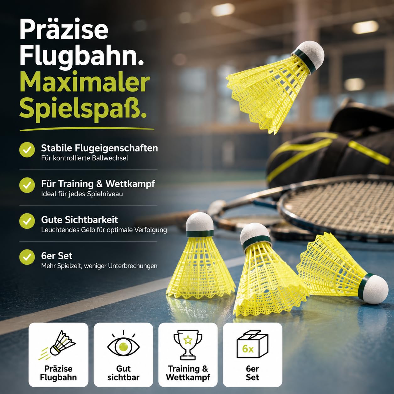 TK Gruppe Timo Klingler Bolas de bádminton Amarillas para Entrenamiento y competición