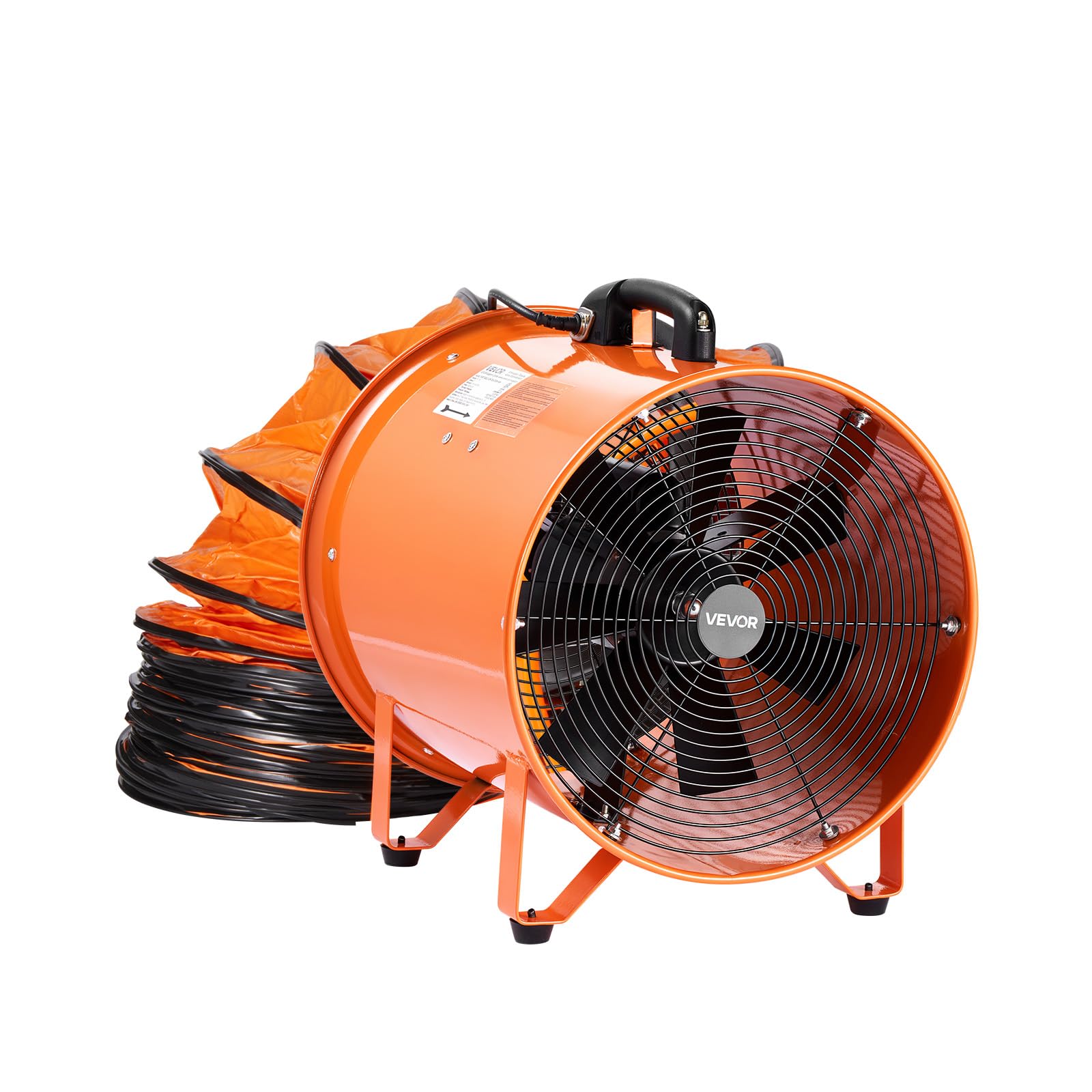 VEVOR Bauventilator 592-W-AC-Motor Baugebläse Baulüfter Gebläse 5175 CFM Axiallüfter mit 2-Stufigen Wechselstrommotor 10 m Schlauch Axialgebläse IP44 Wasserdichtigkeit Industrielüfter