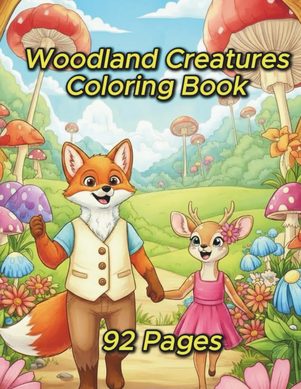 Woodland Creatures Coloring Book for Adults and Kids, Stress Relief