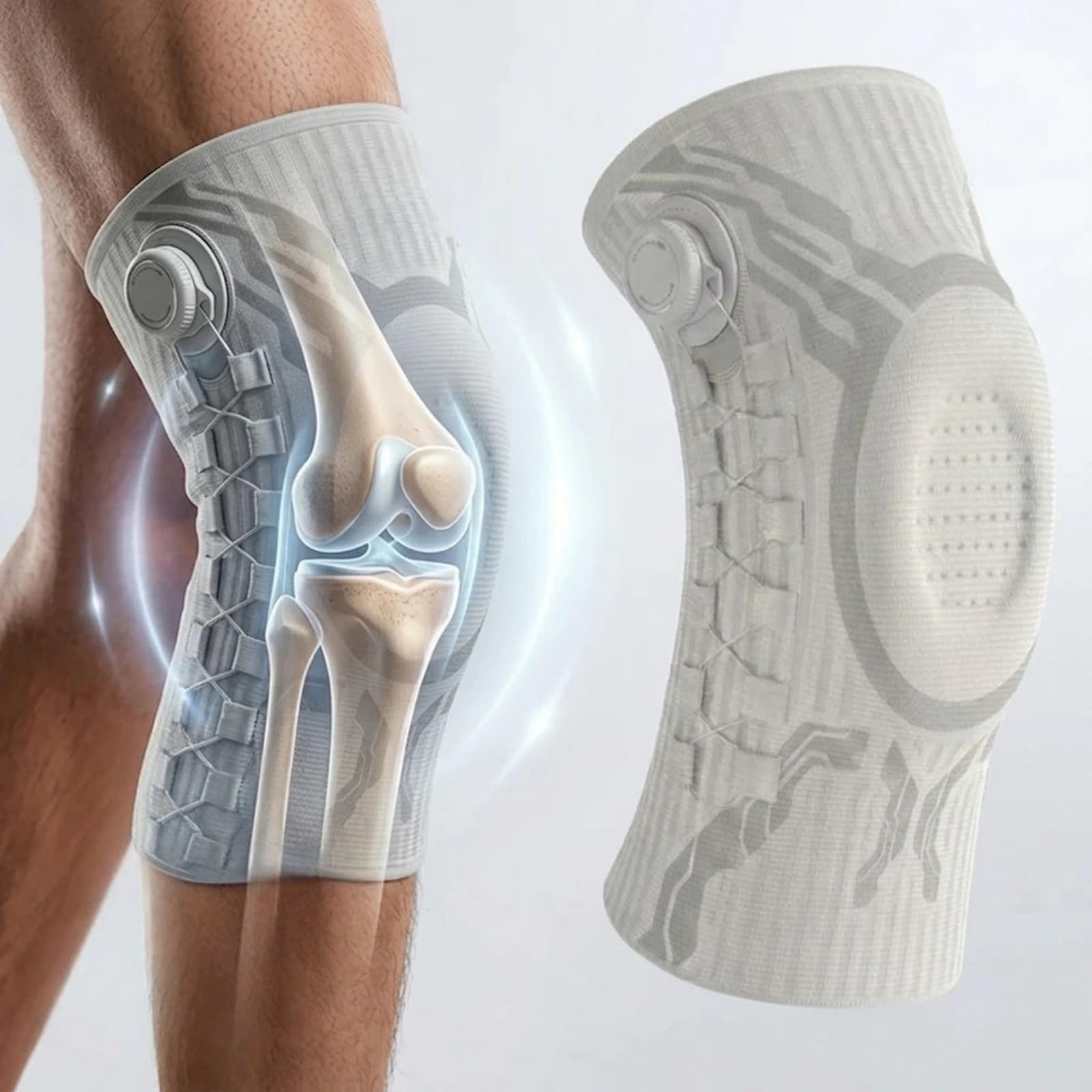 MEIION RipoZen Ginocchiera Regolabile con Manopola | Supporto Ginocchio Stabile Traspirante,Design Ergonomico Antiscivolo per Sport e Uso Quotidiano