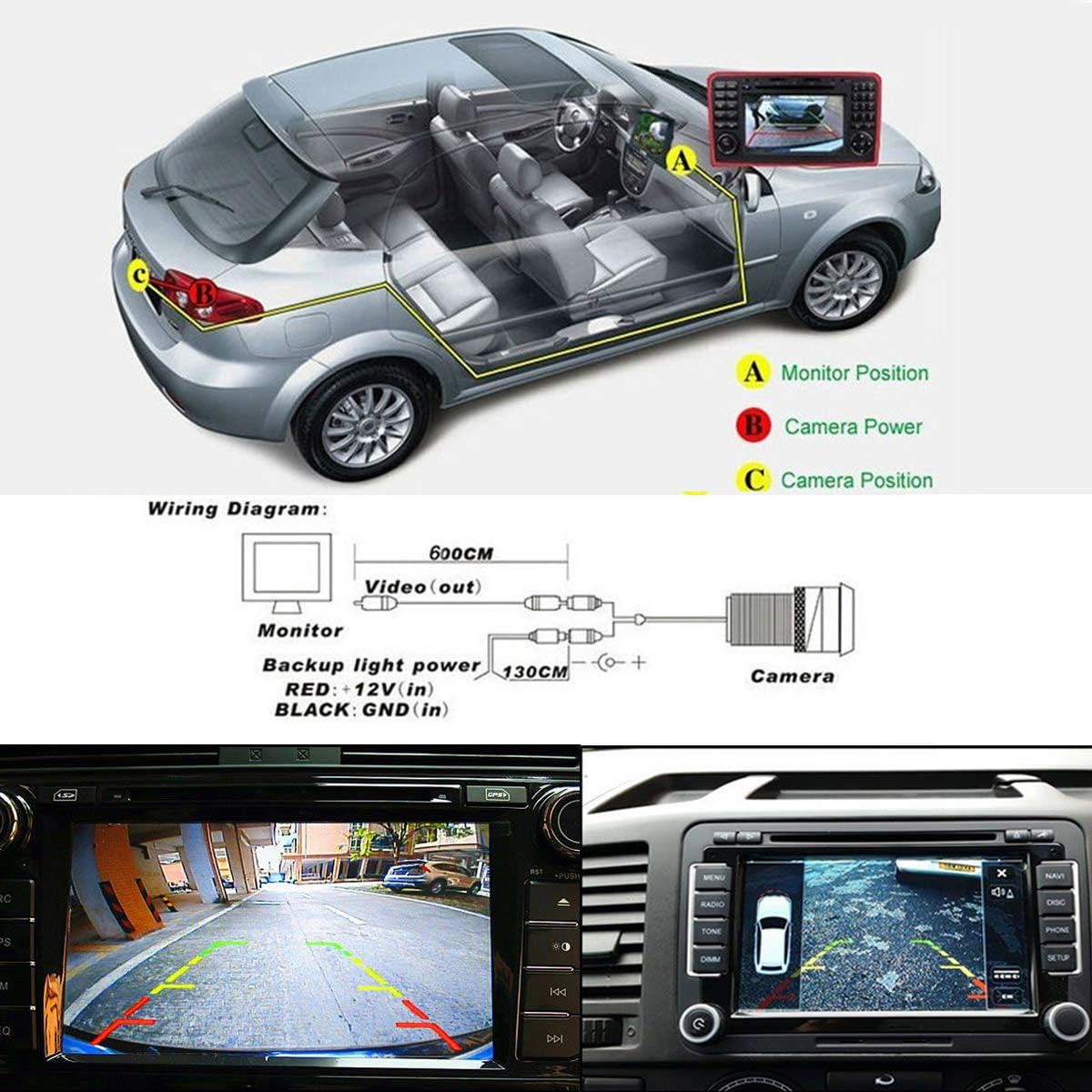HD 20MM Lens IP68 1280Pixels Auto 170° License Plate Light Rear View Reversing Camera Compatible with Holden Caprice/Commodore Wagon SV6/Monaro VX/Ute VY SS VZ/Adventra/Sedan/Calais VE V6