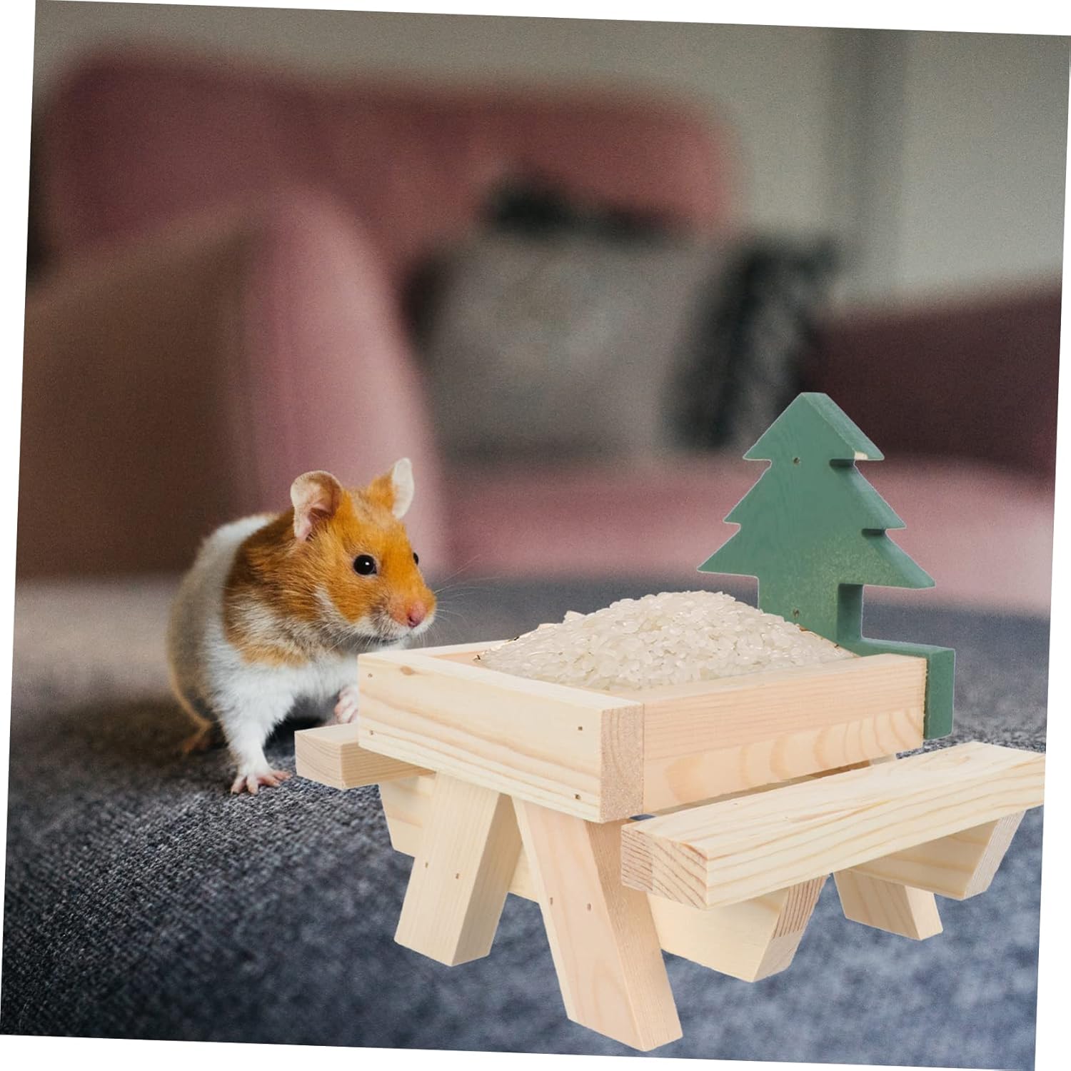 Abaodam 1Pc Squirrel Feeder Table Squirrel Feeding Rack with Acorn Loader for Outdoor Use for Attracting Squirrels with Corn and Natural Wood Design