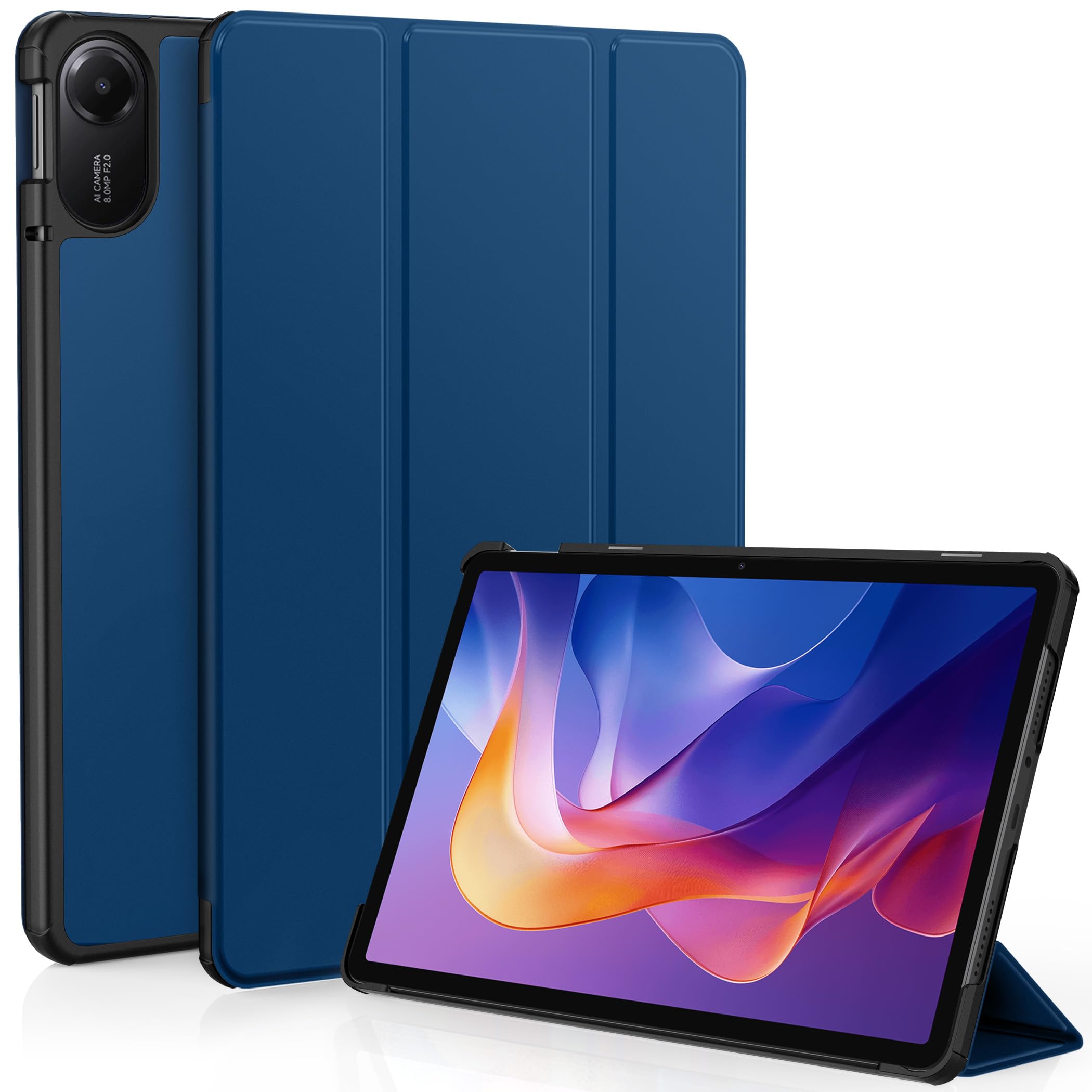 EasyAcc Hülle für Xiaomi Redmi Pad 2 11 Zoll, Schutzhülle Ultradünne PU Leder mit Standfunktion und Auto Wachen/Schlafen Hülle Case (Dunkles Blau)