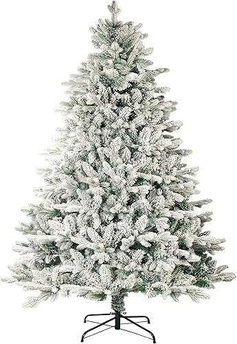 Miniatura 1 de Oakmont - Árbol de nieve artificial de Navidad de 7 pies, árbol completo de Navidad con bisagras para decoración navideña, con soporte de metal, PVC
