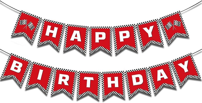 Race Car Birthday Banner - Race Car Birthday Party Decorations Red