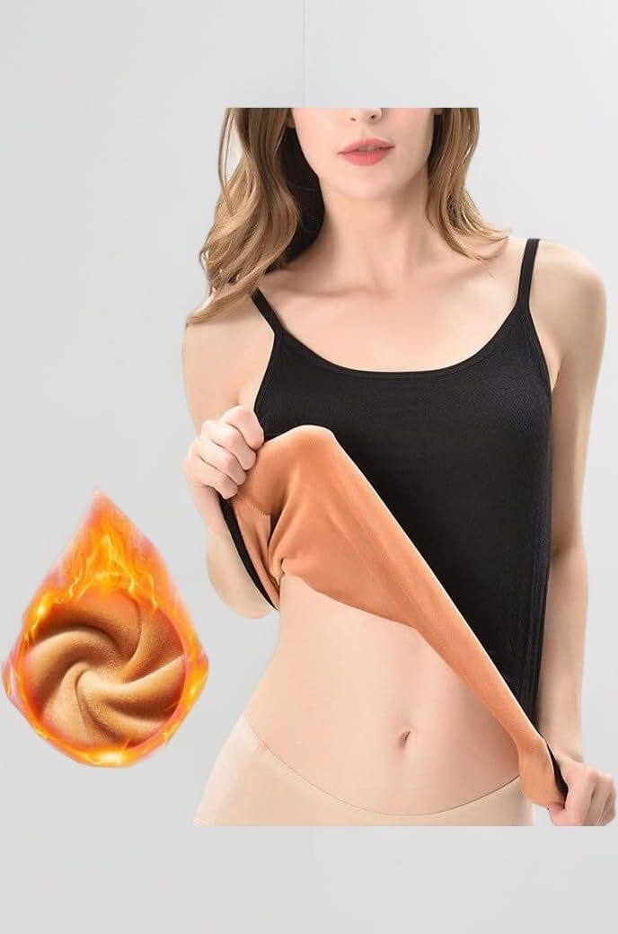Women's Thermal Underwear Tops Thicken Plus Velvet Camisole Apricot Sexy Stretchy Slim-Fit Body Shaper Vest Shirt (Free Size) (Bust Size : 66 to 90 CM) Stretchable