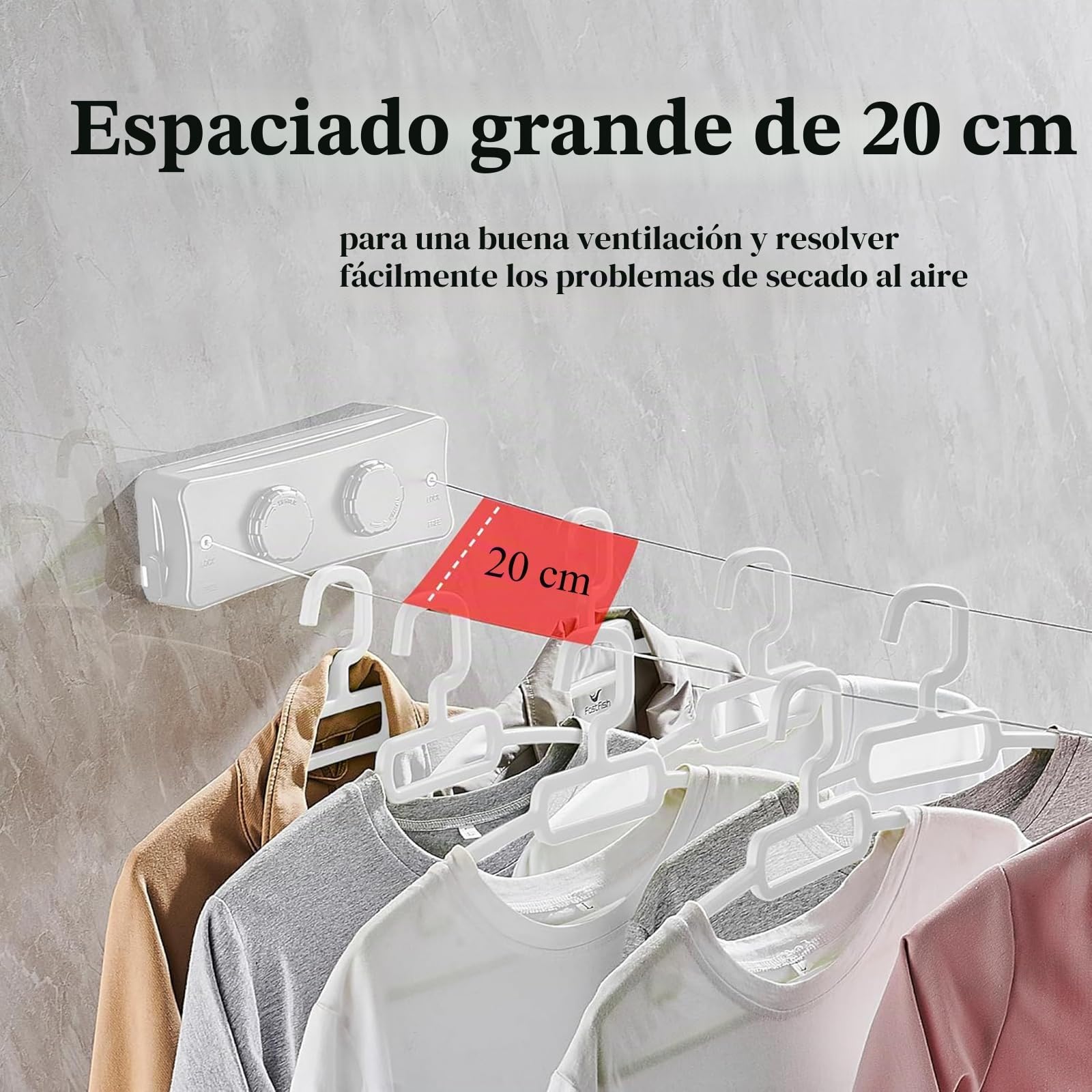 Tendedero Extensible Pared 5.1m Doble Cuerda, Tendedero Retráctil Inoxidable 20kg, Montaje Baño Balcón Exterior, Sistema Anti-Caída y Retráctil Lento