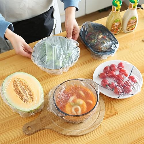 Miniatura 3 de Alunsito 200 bolsas de conservación de frescos, bolsas de plástico elásticas para sellar alimentos con borde elástico, tapas ajustables elásticas