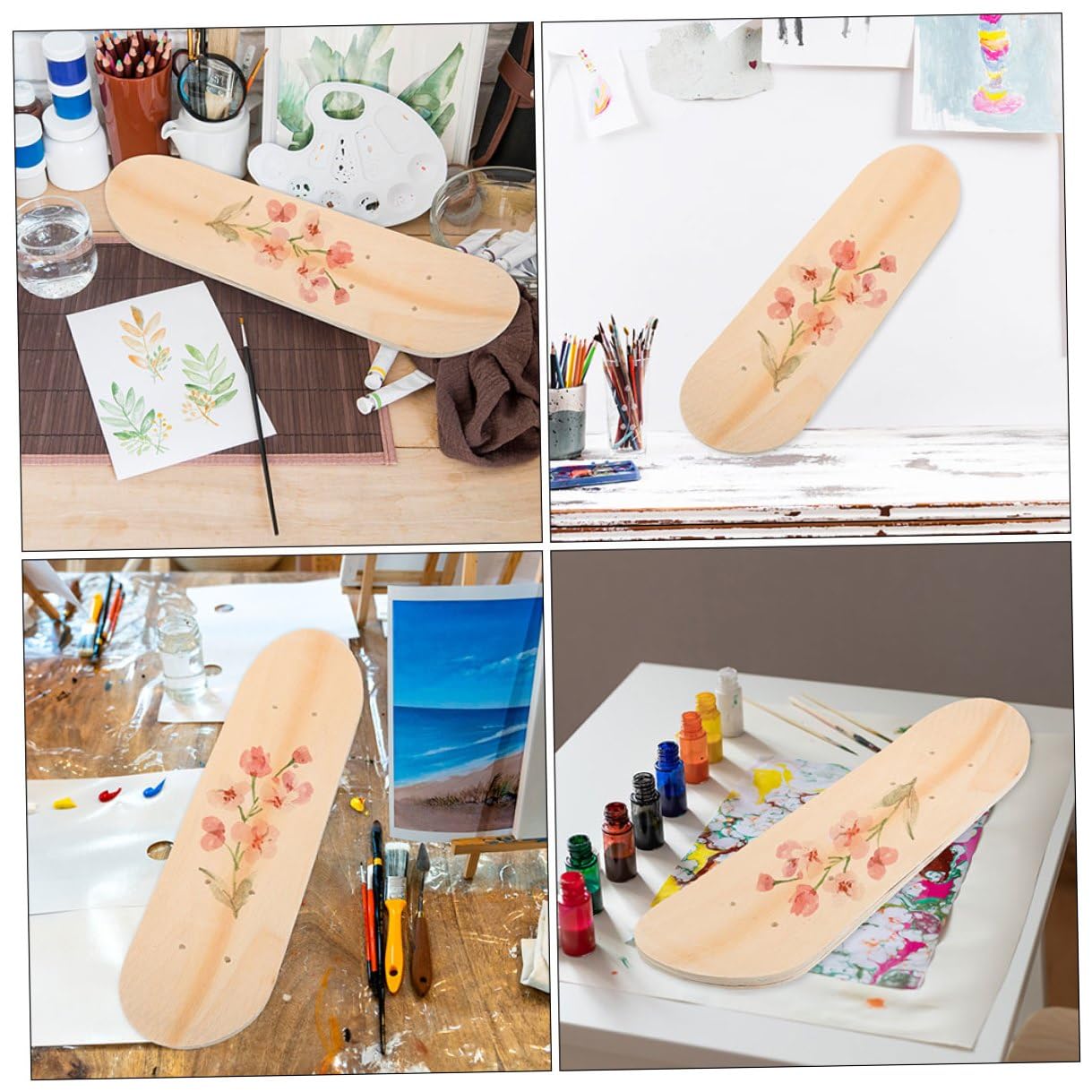 SUPVOX Planche de Skateboard Vierge DIY, Lot de 2, Bois D'érable