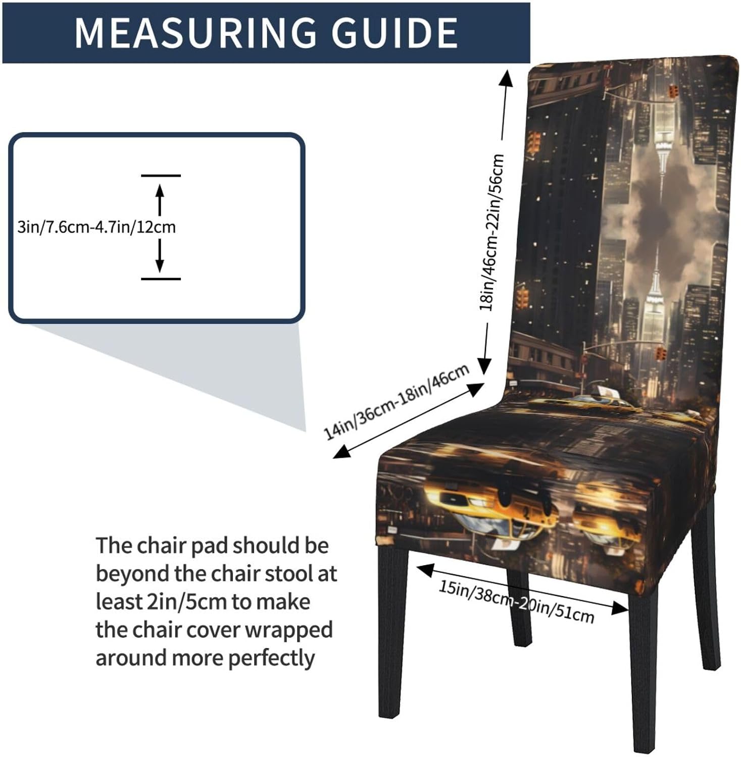 New York Fashion City Prints Protection Cover for Dining Chair - Stretchable Chair Throw Covers for Dining Room, Hotel Event Party