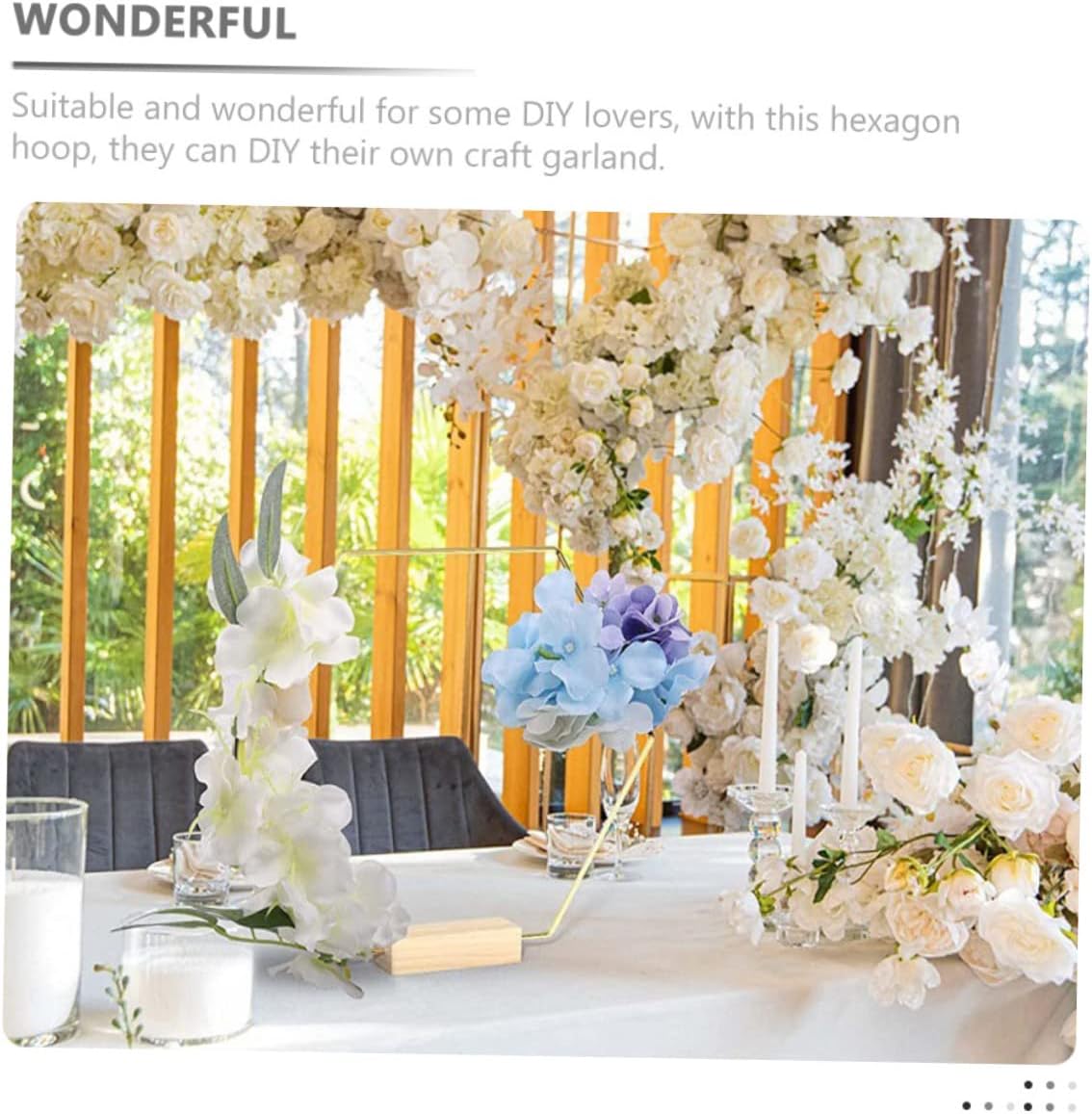 10pcs Hexagon Metal Wreath Rings with Base for DIY Floral Arrangements Candle Rings and Party Decorations and Versatile Wedding Centerpieces