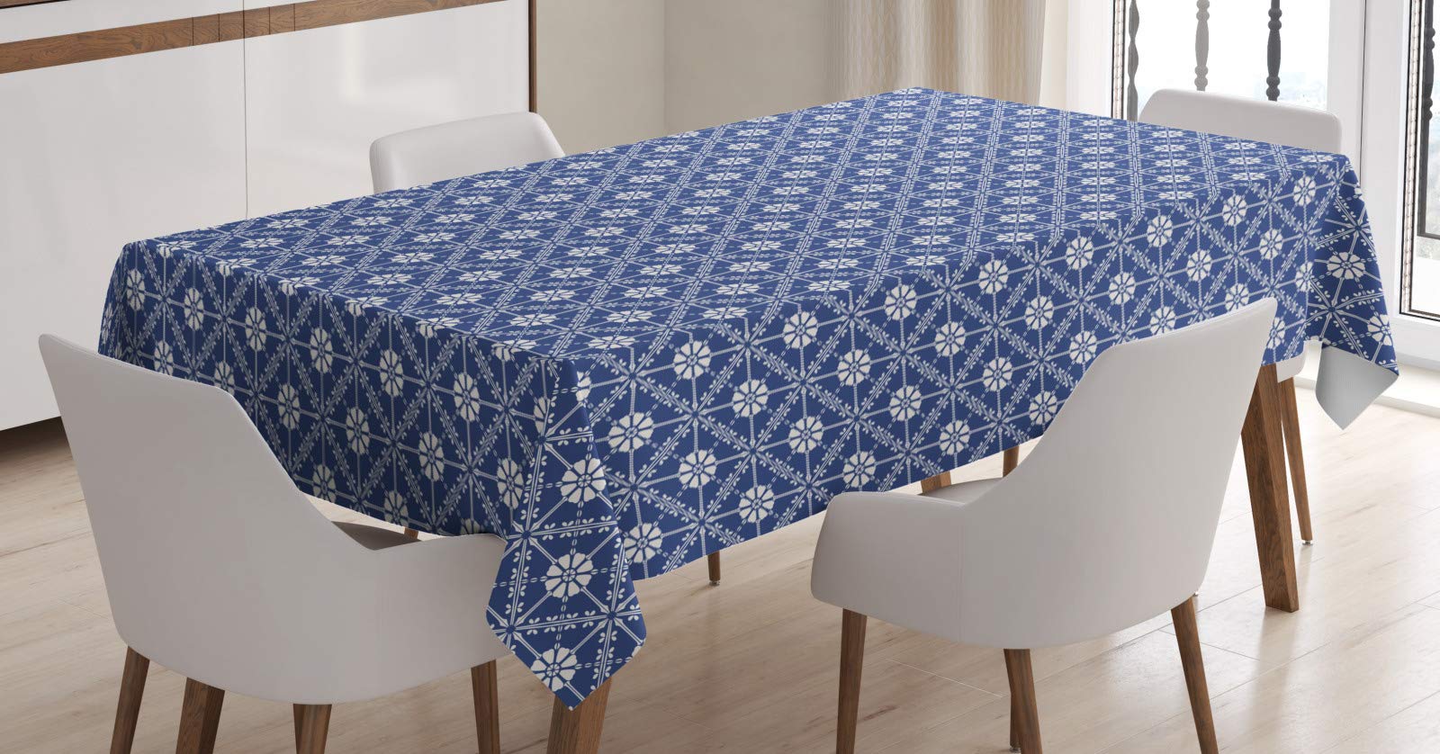 ABAKUHAUS Tovaglia Tradizionale Rettangolare – Motivo Piastrelle Portoghesi, 140x240 Cm, Multicolore, Impermeabile E Antimacchia, Per Interni Ed Esterni