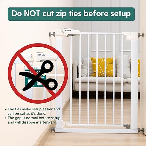 Miniatura 5 de Babelio Puerta de bebé para puertas y escaleras, puerta de 26 a 40 pulgadas con cierre automático para perros y cachorros, fácil de instalar