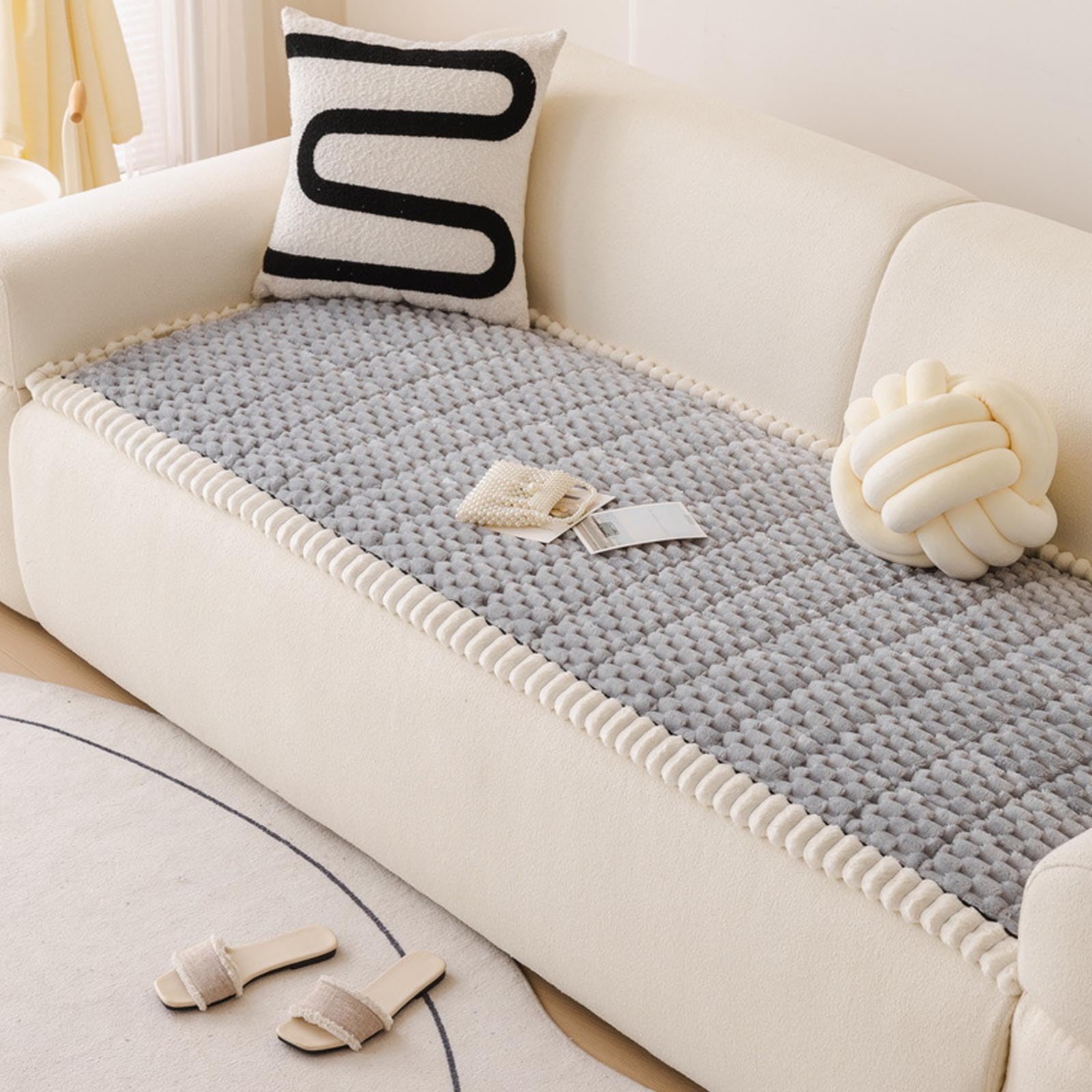Housse de canapé lavable en machine velours Cloud Touch gris