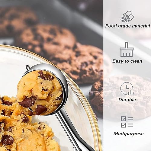 Miniatura 5 de Juego de 3 cucharas de helado de acero inoxidable para hornear, cuchara de galletas para hornear, cuchara de helado con liberación de gatillo,