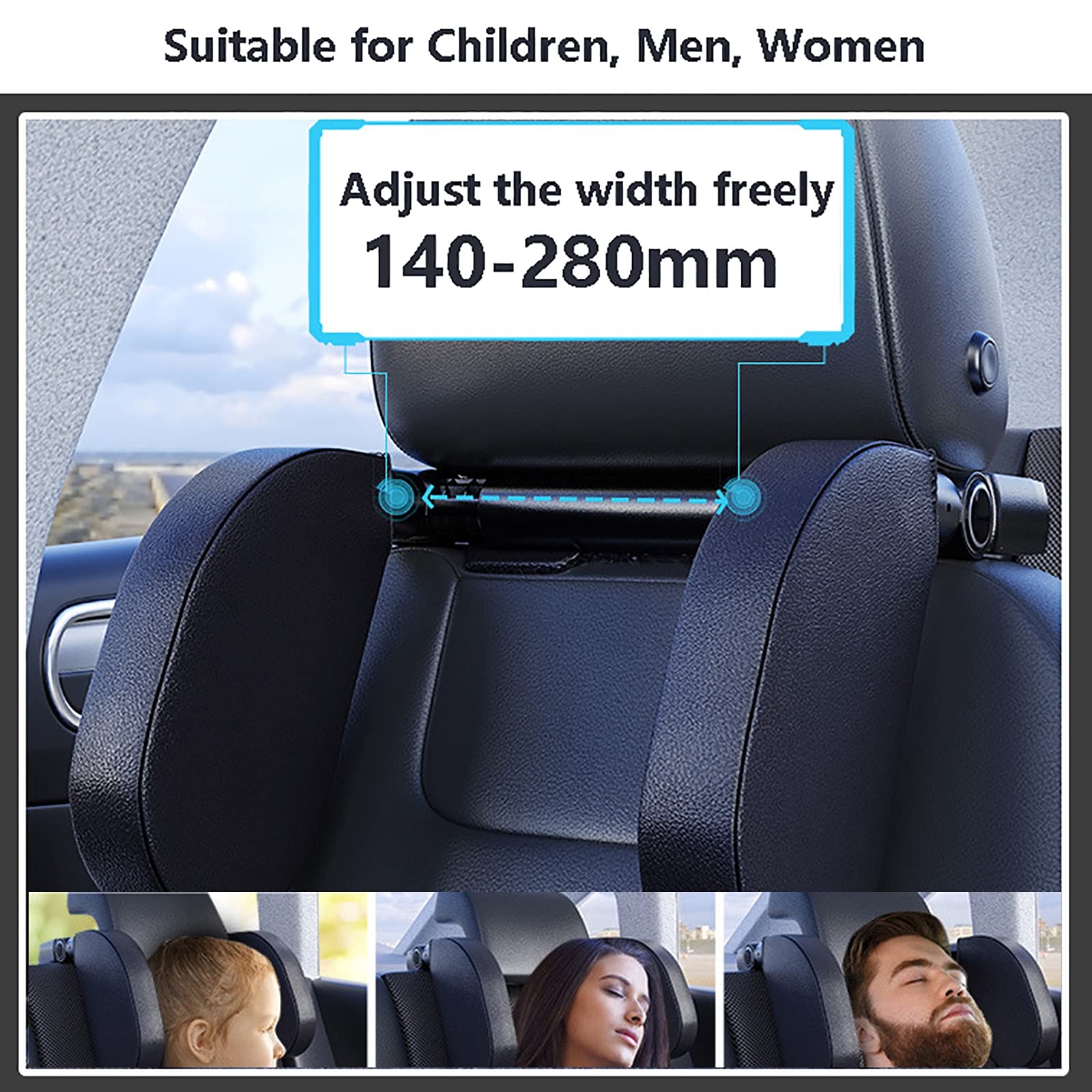 Voiture Oreillers Voyage avec Boîte De Rangement, Repose Tête Voiture pour Cale Nuque, Cale Tete Enfant Voiture Réglable, Appuie Tete Voiture Enfant avec Crochet Et Support De Téléphone