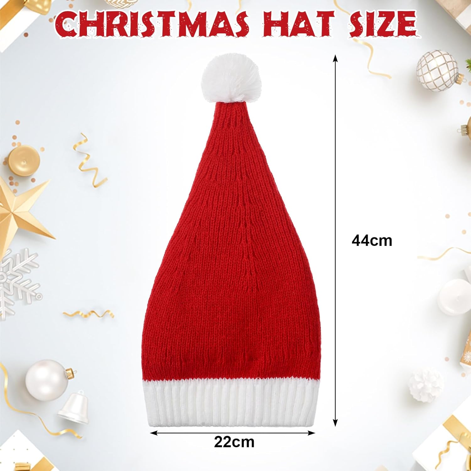 Berlune 3 Pcs Santa Hat Christmas Hat Knitted Silk Lined Long Soft Warm Red Washable Knitted for Xmas Adult Women Men New Year Festive Holiday Party Indoor Outdoor Winter - Image 2