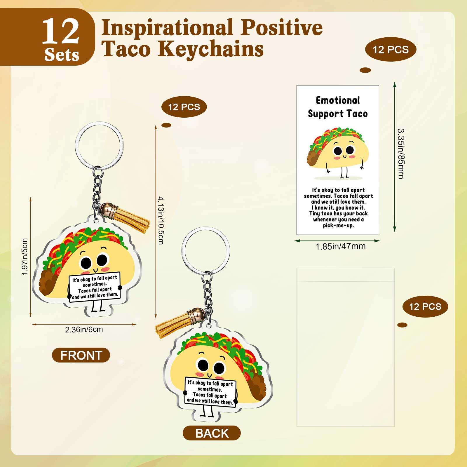 Siifert Emotional Positive Support Taco Keychain Employee Appreciation Gift for Taco Lover Teacher Nurse End of Year Gift