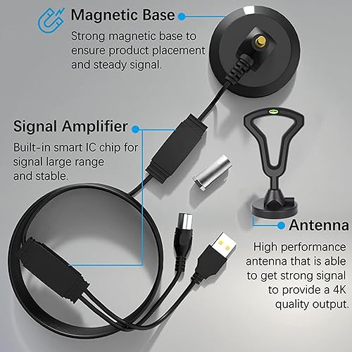 Miniatura 4 de Antena de TV HD de rango de más de 220 millas con base magnética fuerte, antena digital para interiores mejorada 2023 para Smart TV, compatible con