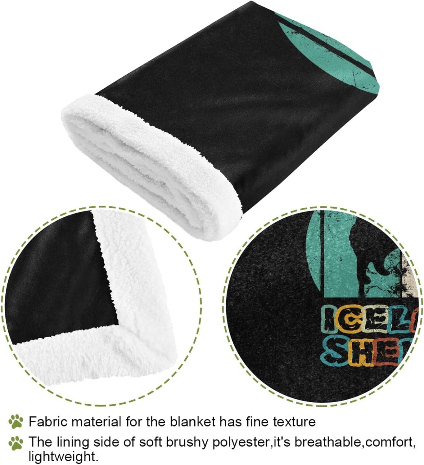 review Icelandic-Sheepdog-Retro-Sunset-Pattern Premium Warm Pet Blanket, Dog Blankets, Cat Blanket, Bed Cover for Dogs and Cats.